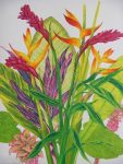 Alison Barter painting exotics bouquet